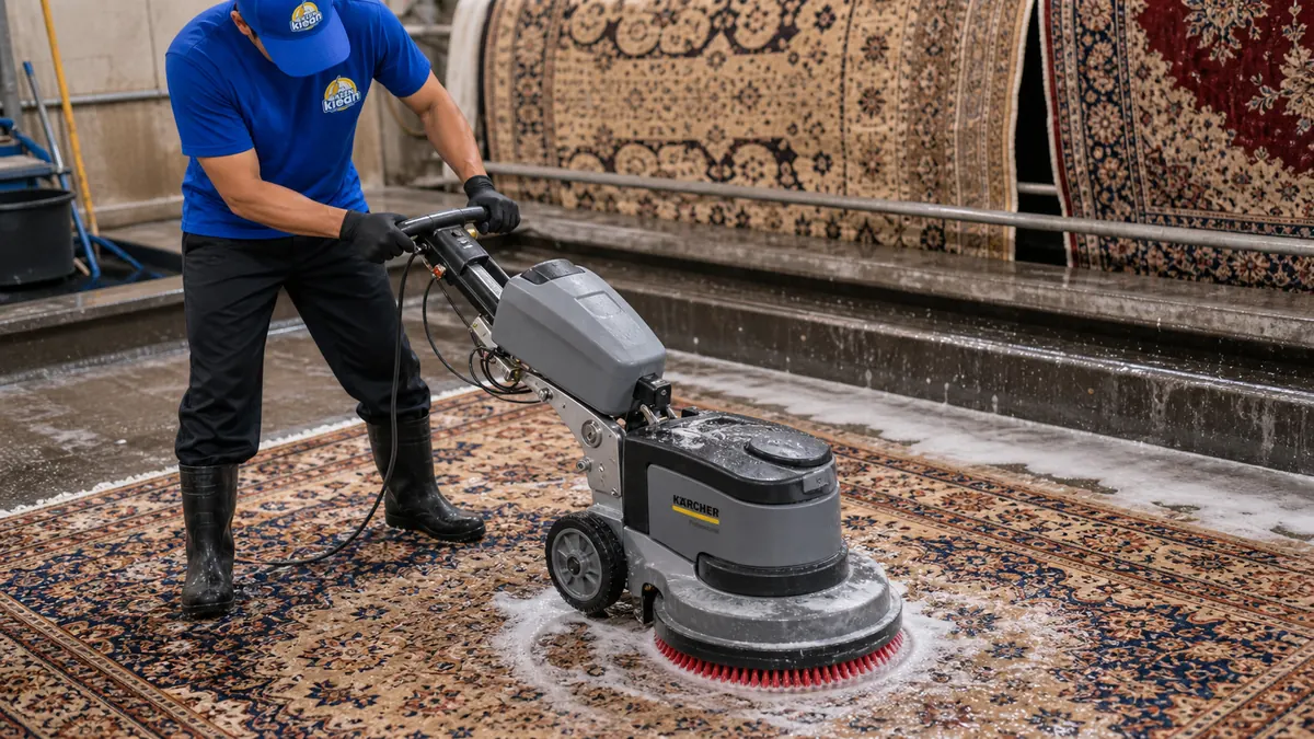 Carpet cleaning operator using Karcher BRS 43/150 C